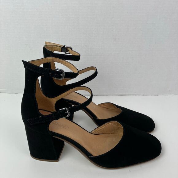 Madewell Sz 9 The Annalise Ankle-Strap Pump in Suede Black Chic Elegant Party - Picture 9 of 16